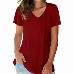 Ladies Tee Tops Plus Size Clothing Short Sleeve V Neck T Shirts Blouses